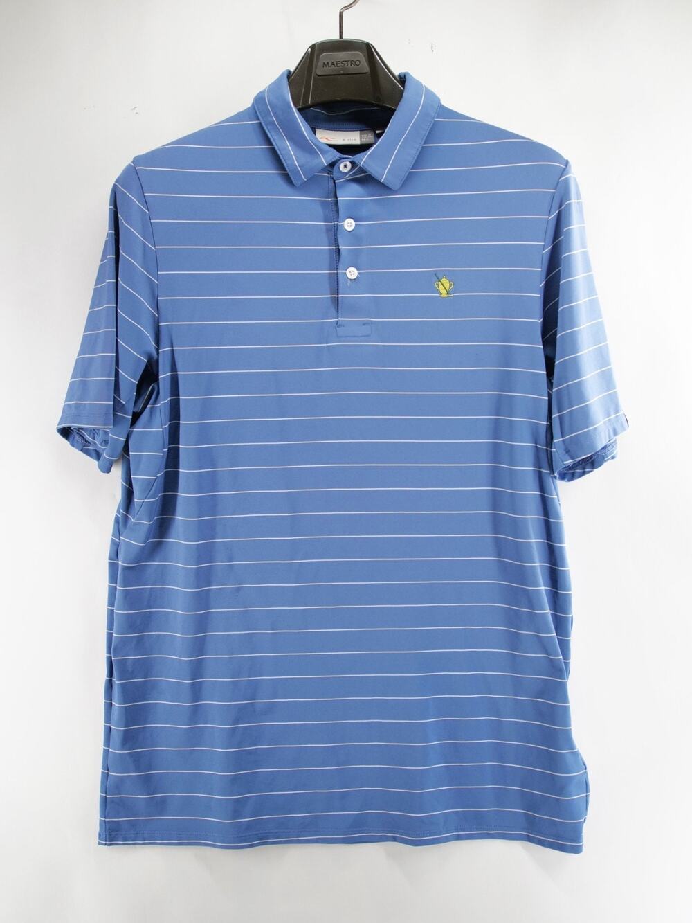 KJUS Men's L Blue Striped Polo Shirt Soren Golf Performance UPF 50+ Gulph Mills